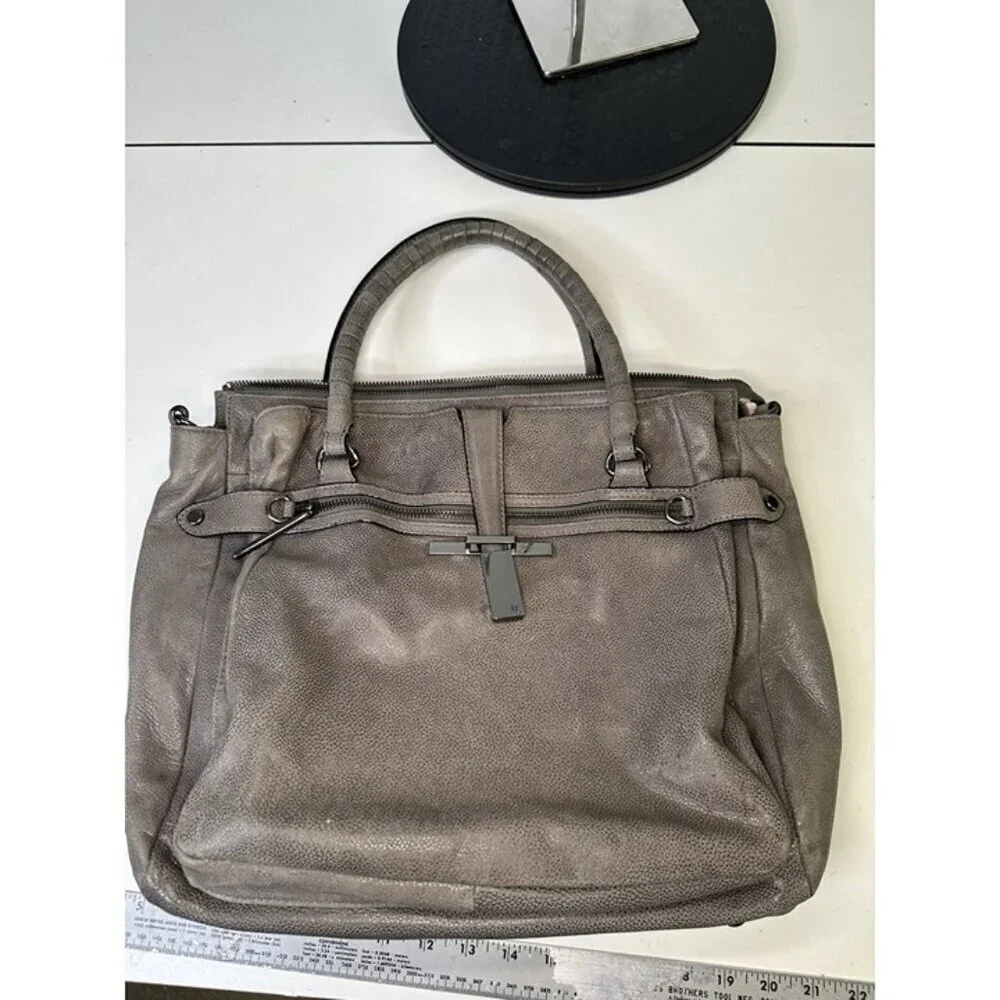 Elliott Lucca Gray Leather Handbag (missing Crossbody Strap)
